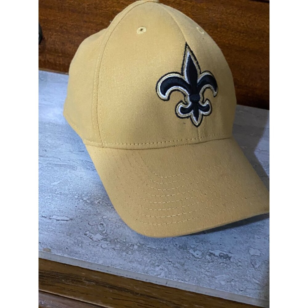 NFL New Orleans Saints Gold Baseball Cap With Black Fleur-De-Lis Logo & Adjustab